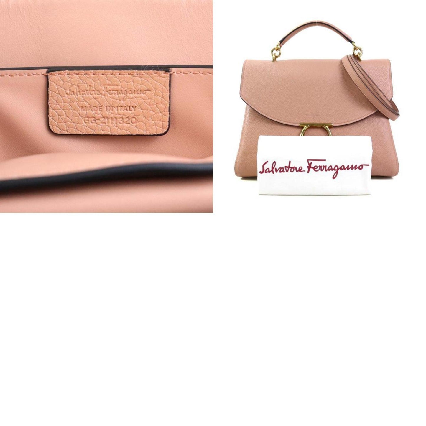 Salvatore Ferragamo Genie, Pink, Leather, handbag