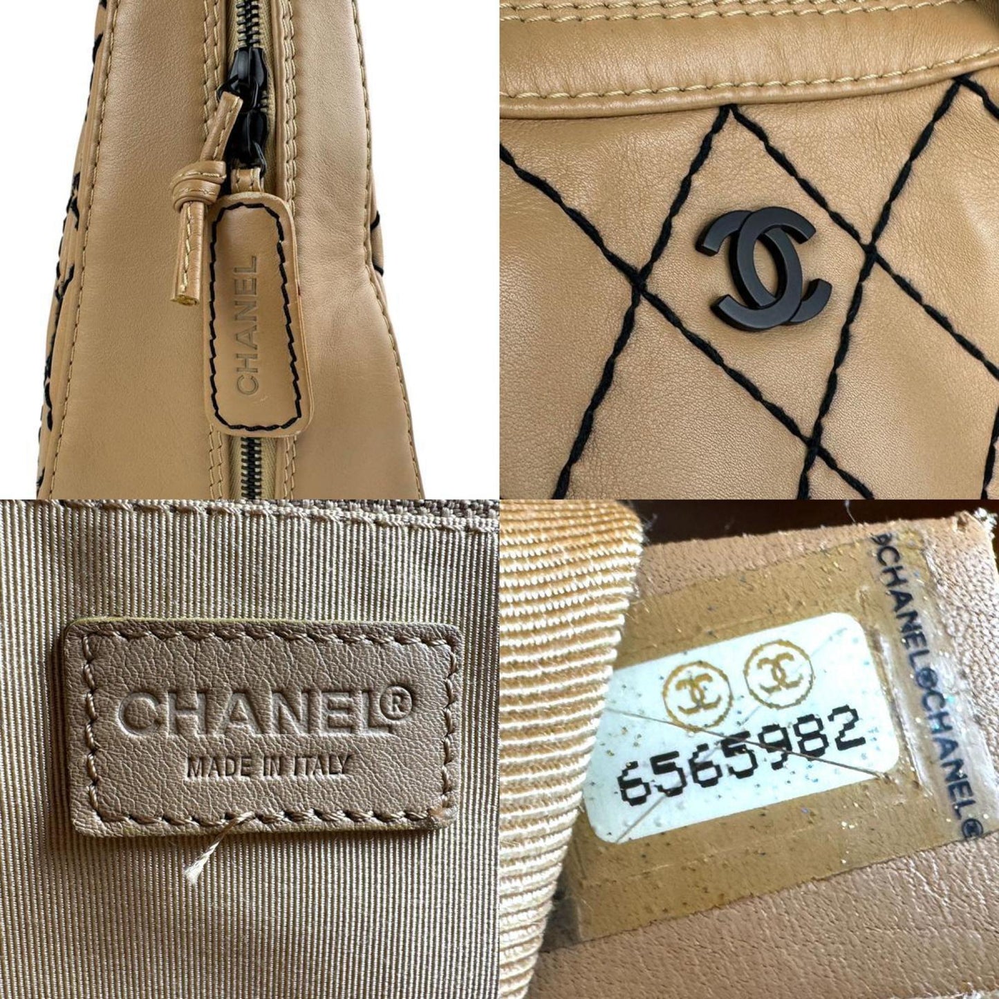 Chanel Wild stitch, Beige, Leather, handbag
