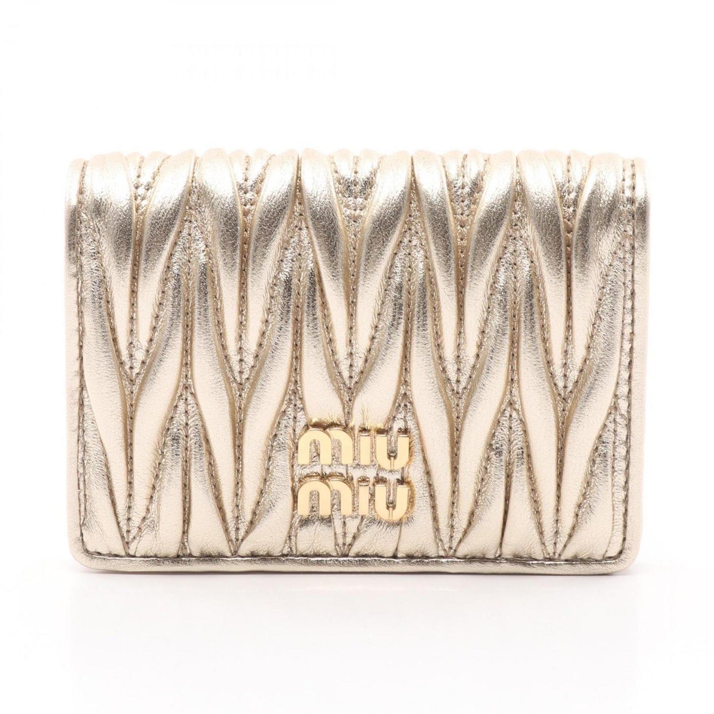 Miu Miu Matelassé, Gold, Leather, wallet