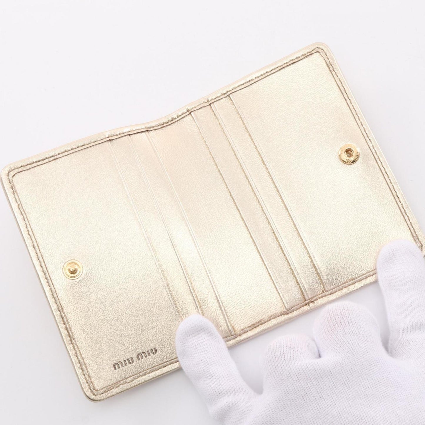 Miu Miu Matelassé, Gold, Leather, wallet