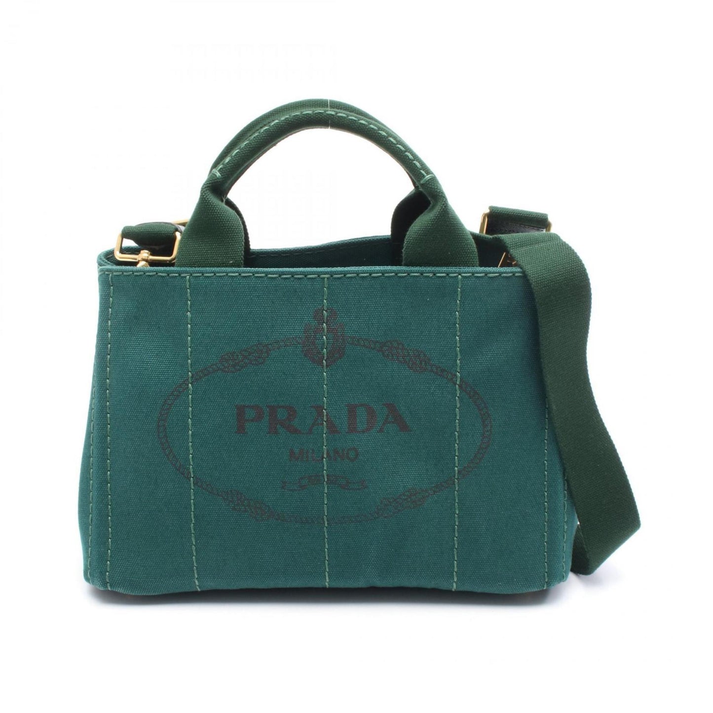 Prada Canapa, Green, Canvas, handbag