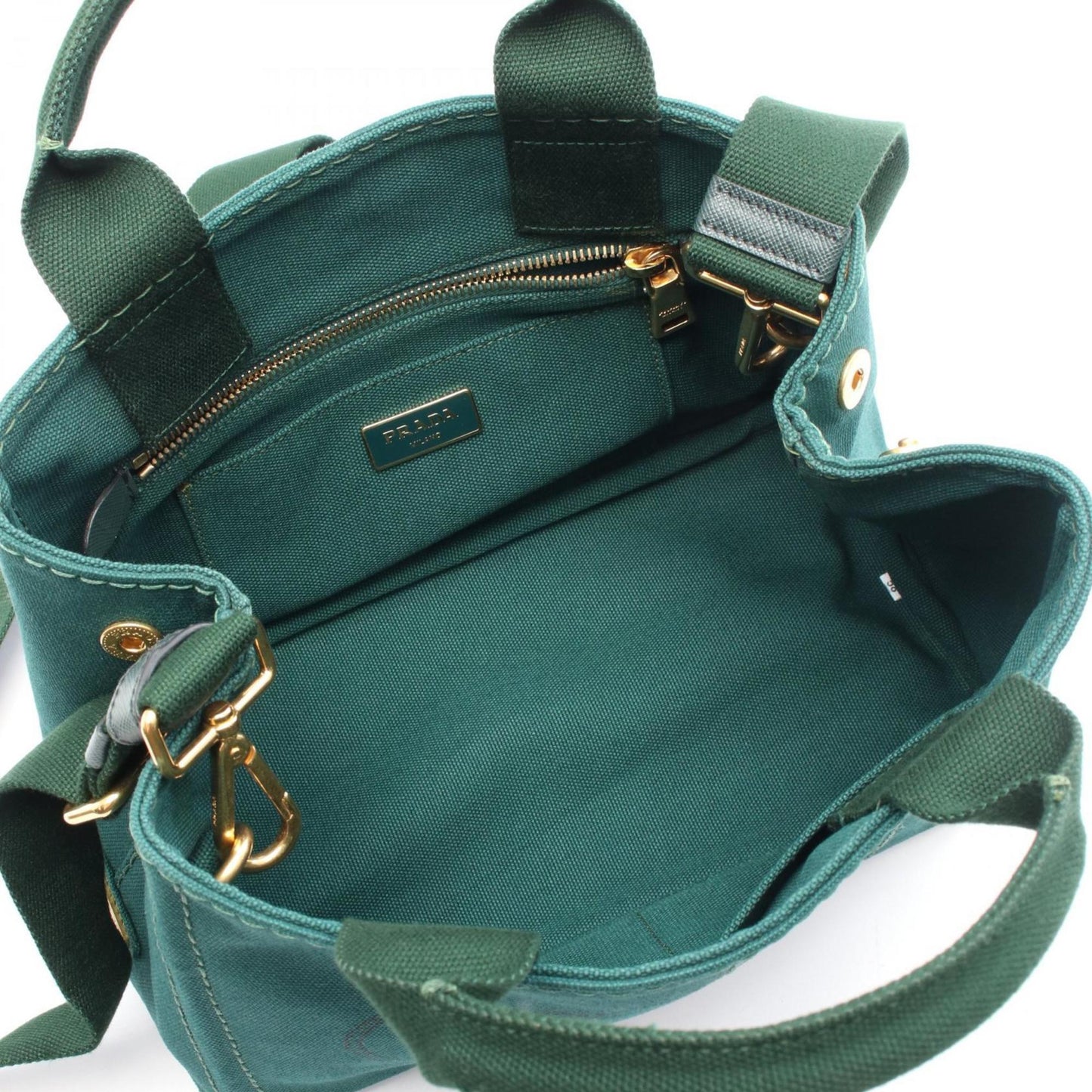 Prada Canapa, Green, Canvas, handbag