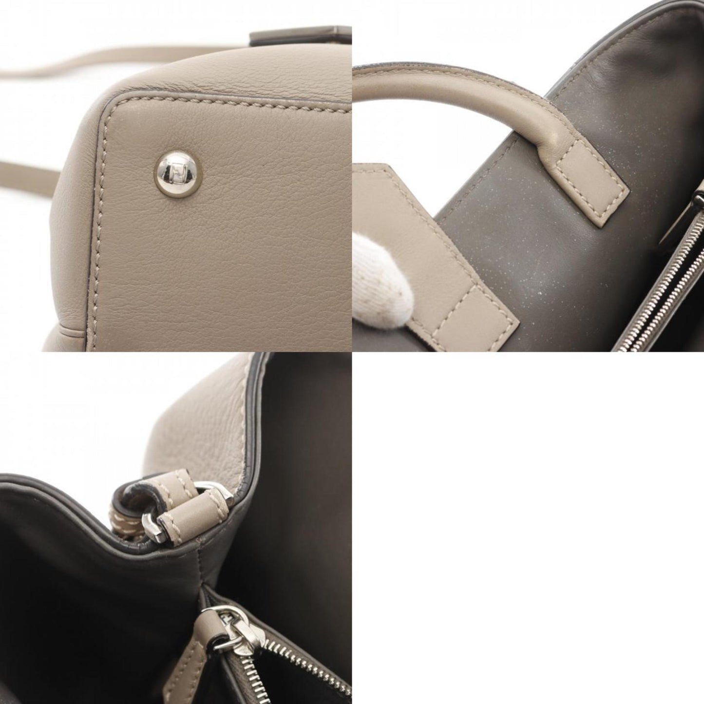 Fendi 2Jours, Beige, Leather, handbag