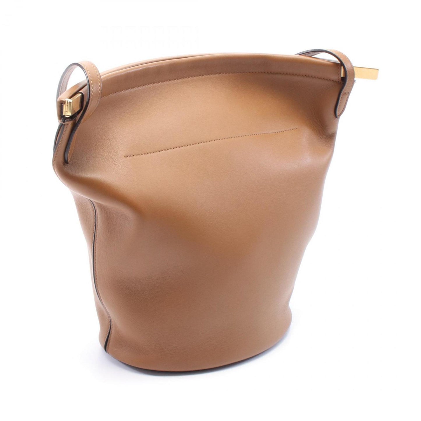 Céline Clasp Bucket, Brown, Leather, shoulder