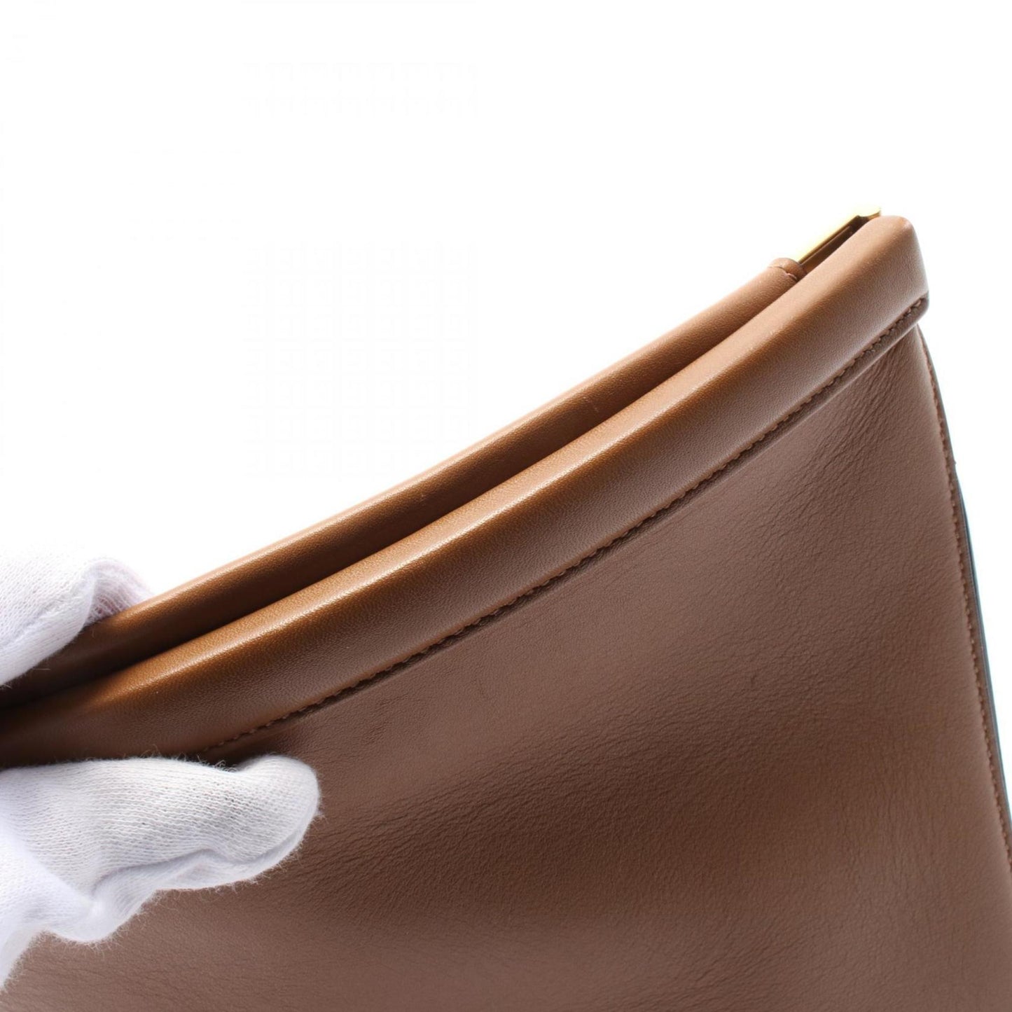 Céline Clasp Bucket, Brown, Leather, shoulder