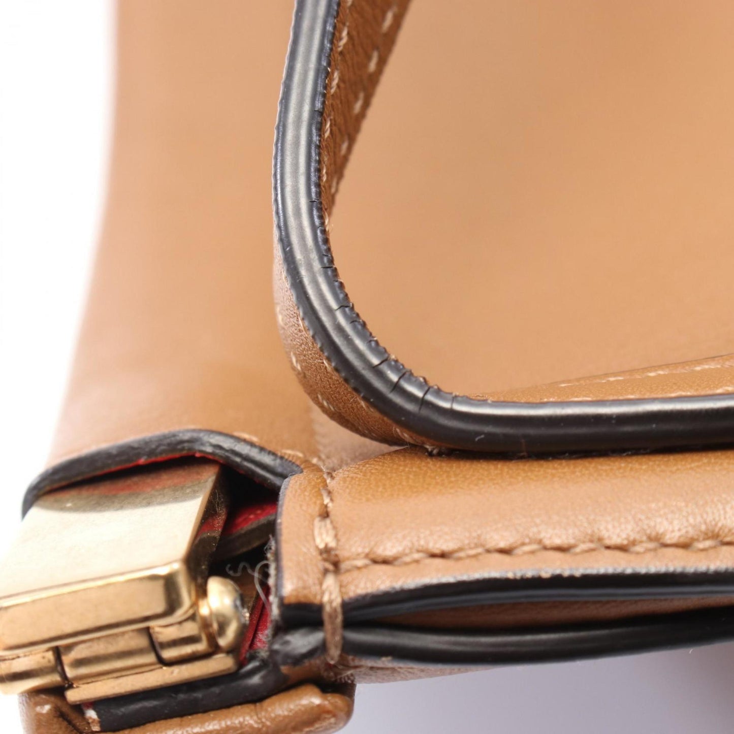 Céline Clasp Bucket, Brown, Leather, shoulder