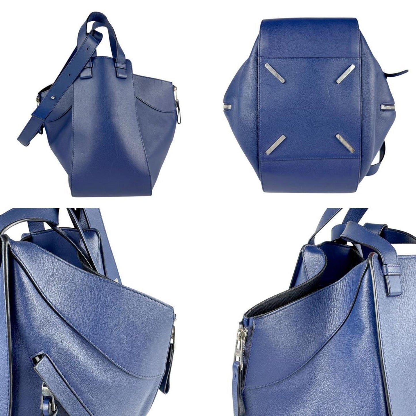 Loewe Hammock, Blue, Leather, handbag