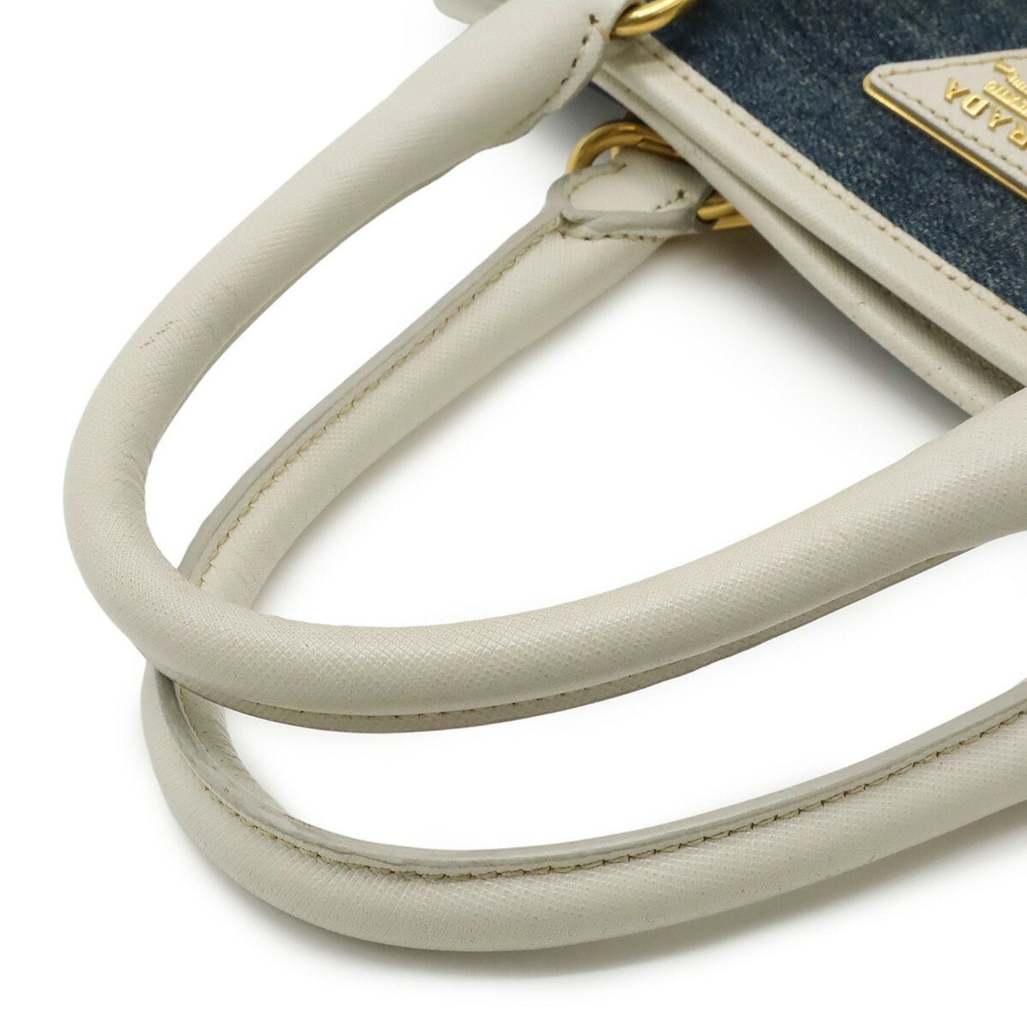 Prada Triangle Logo, Blue, Denim - Jeans, handbag