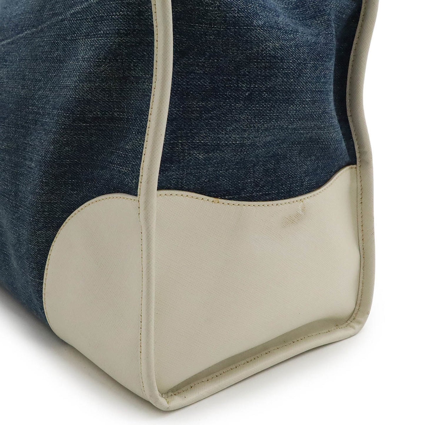 Prada Triangle Logo, Blue, Denim - Jeans, handbag