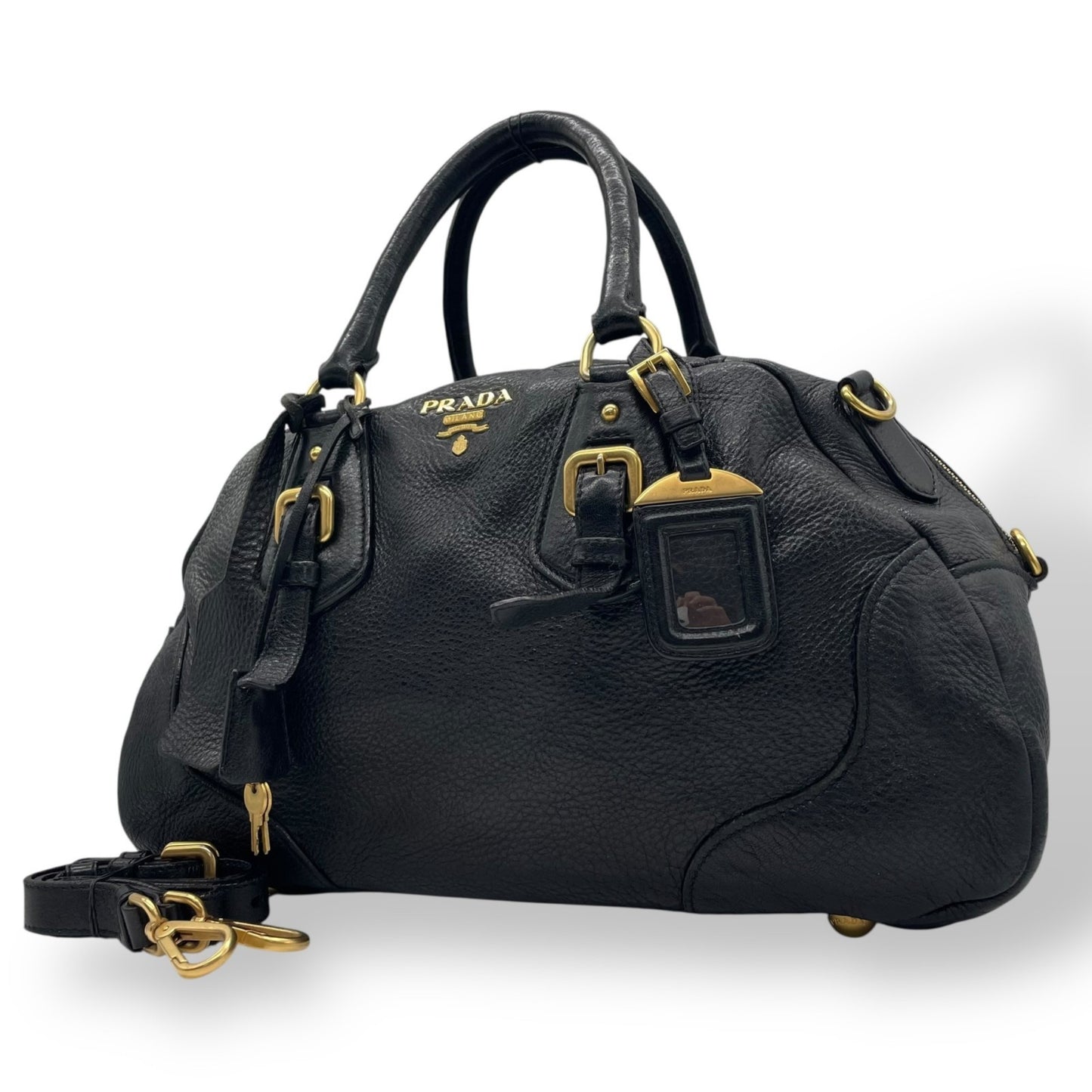 Prada, Black, Leather, handbag