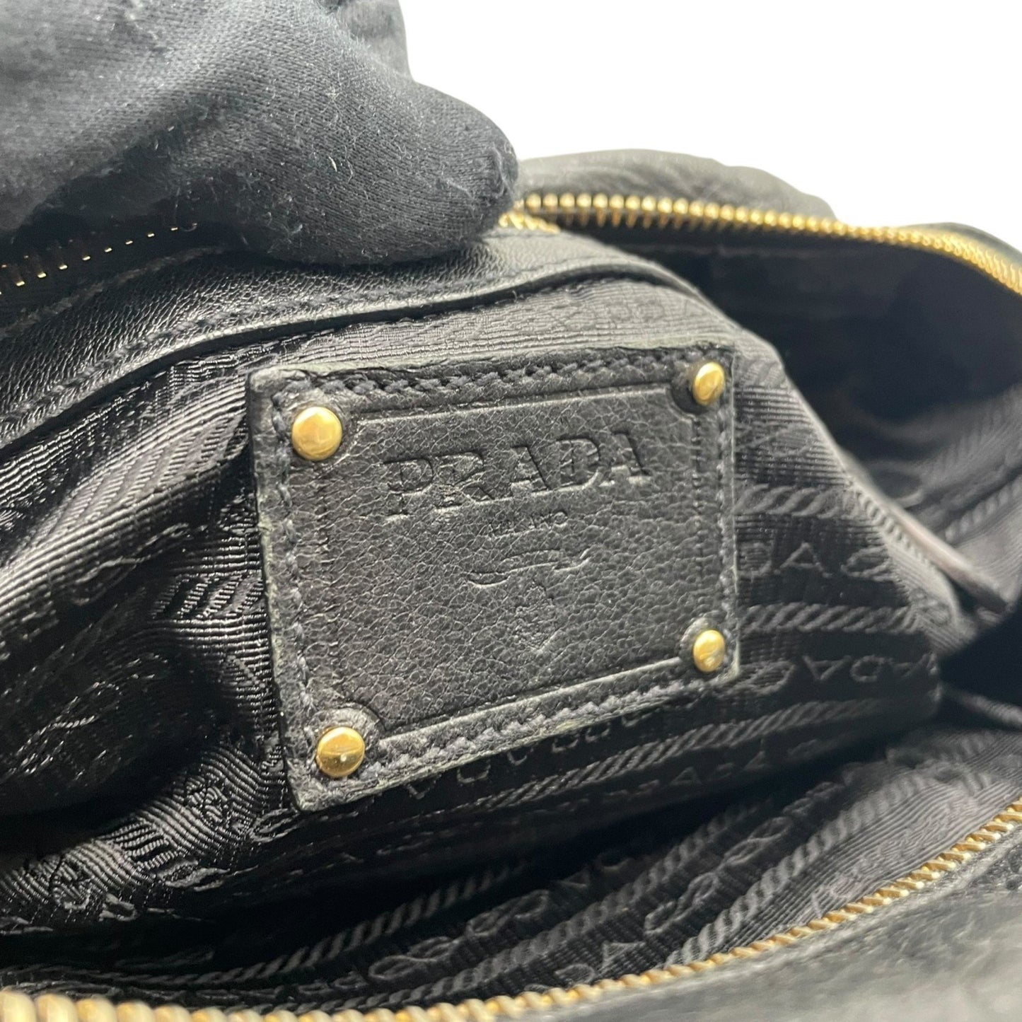 Prada, Black, Leather, handbag