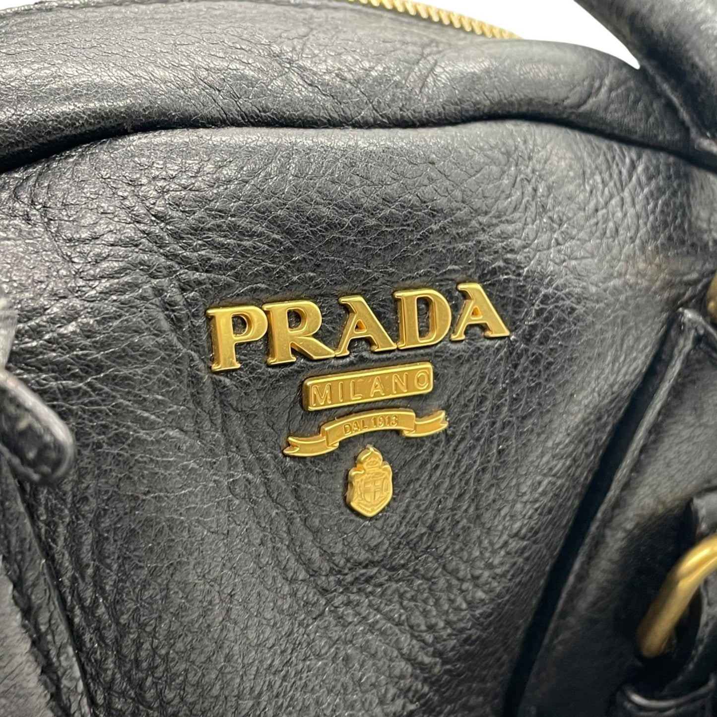 Prada, Black, Leather, handbag