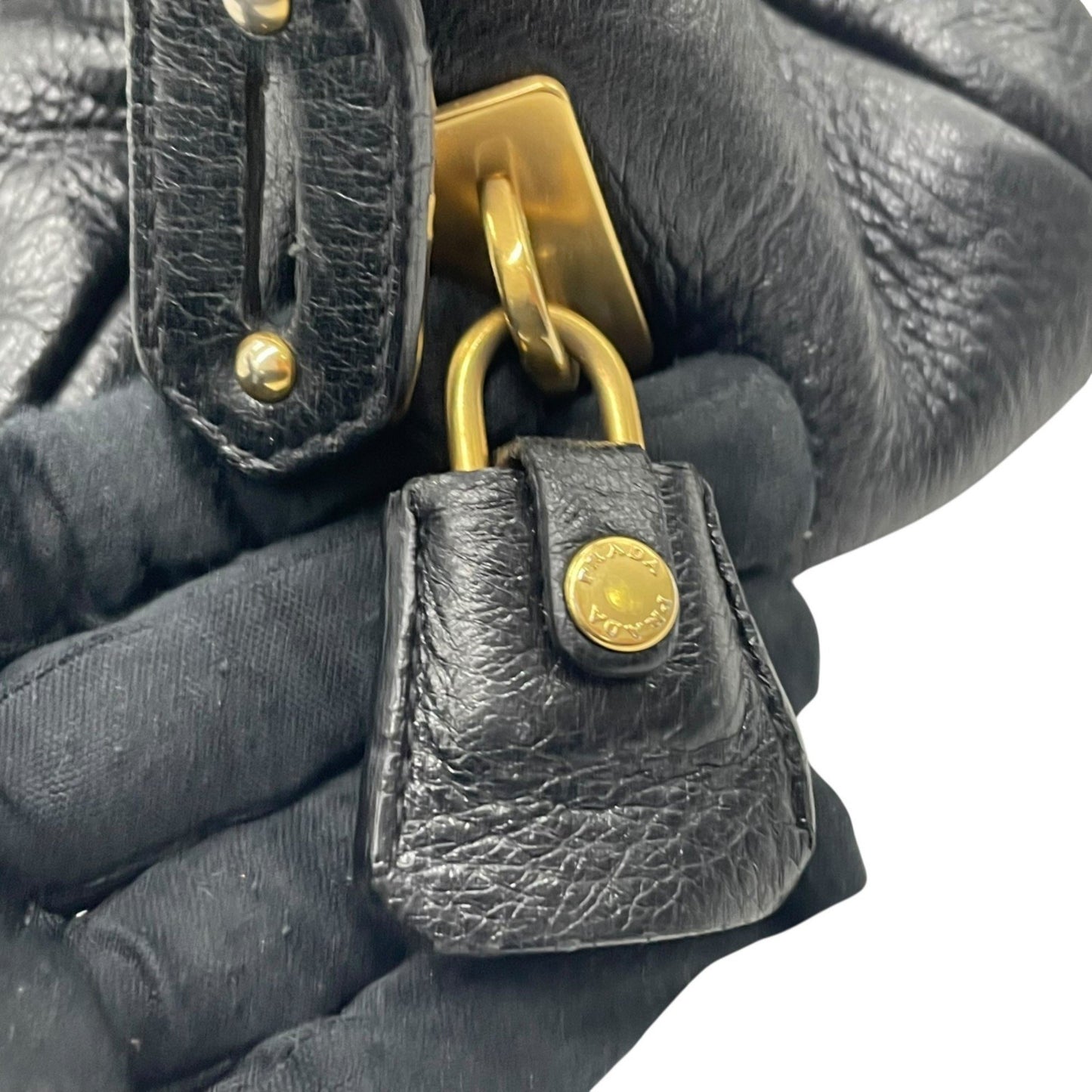 Prada, Black, Leather, handbag