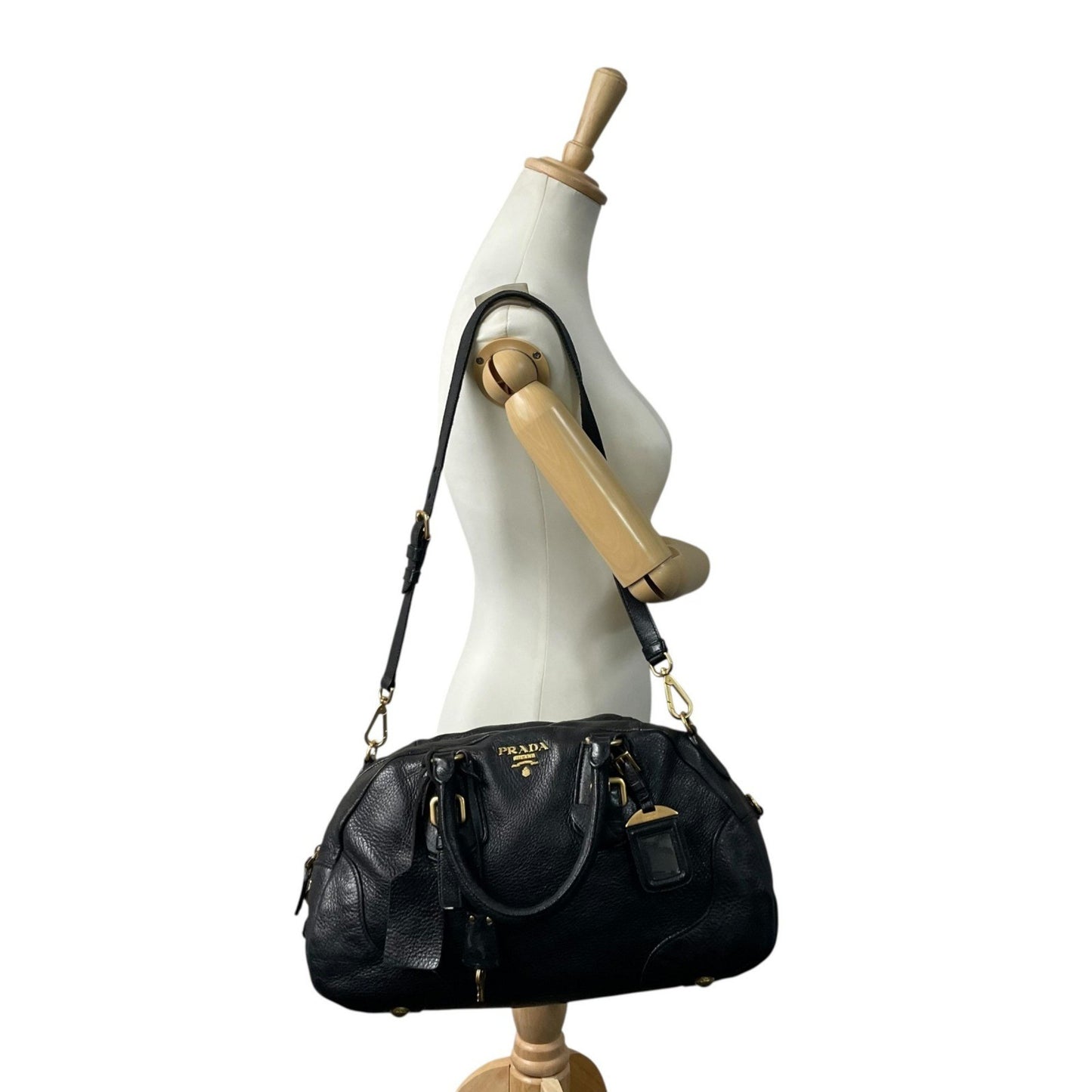 Prada, Black, Leather, handbag