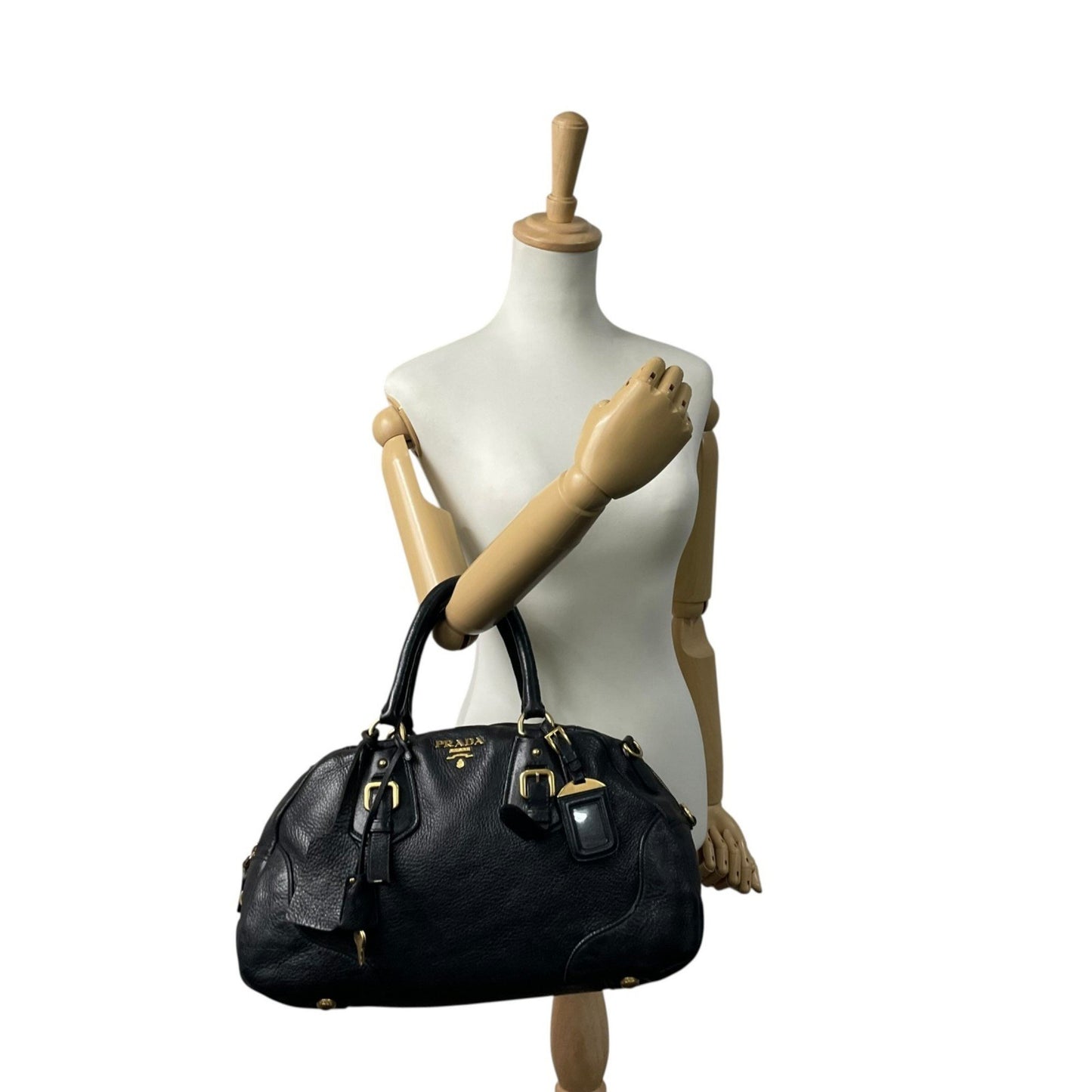 Prada, Black, Leather, handbag