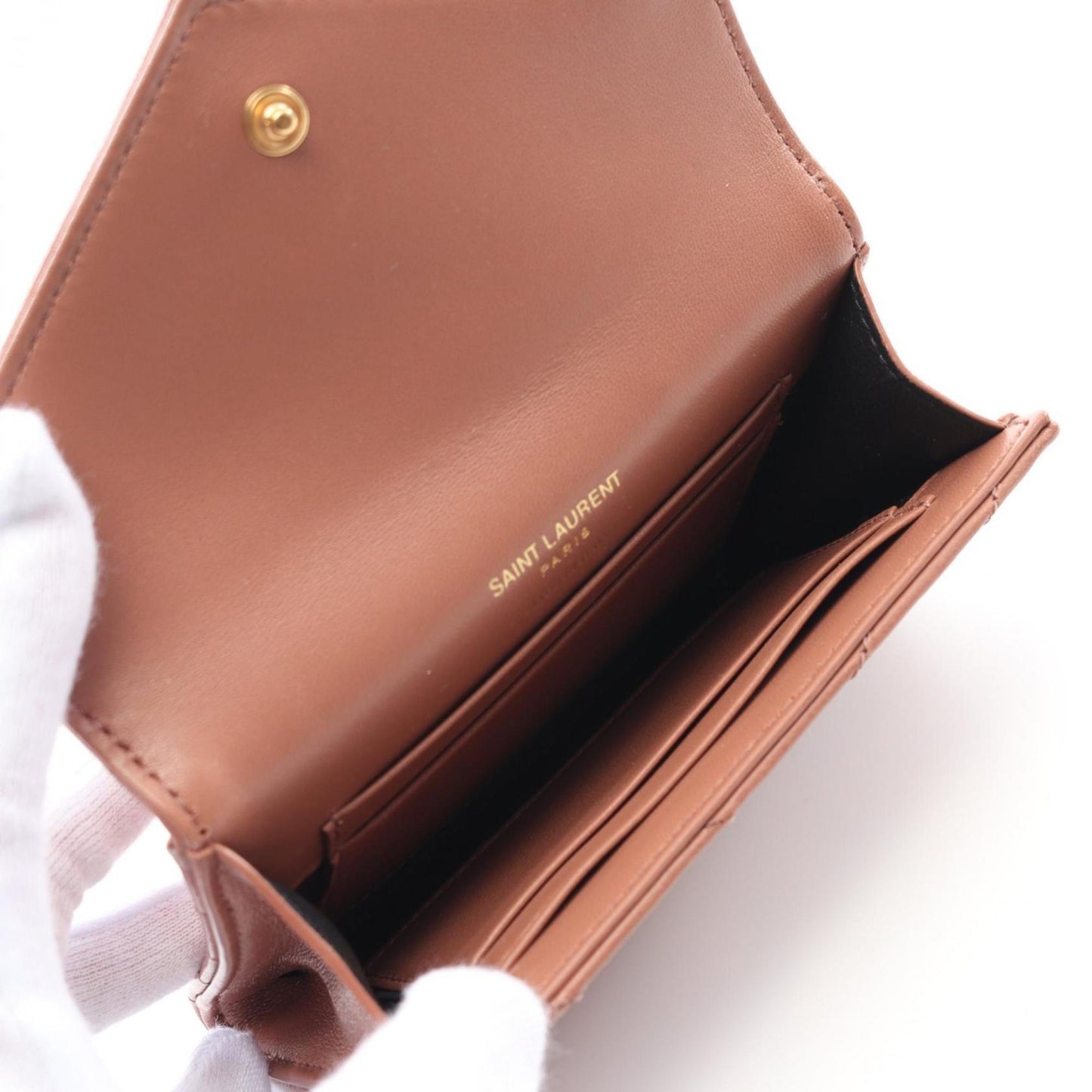 Saint Laurent Cassandra, Brown, Leather, wallet