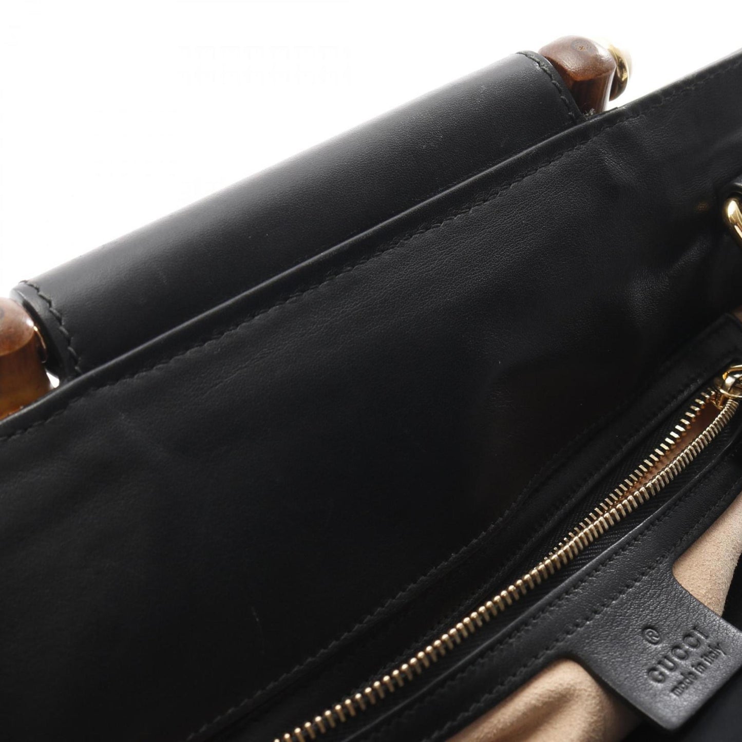 Gucci Bamboo, Black, Leather, handbag