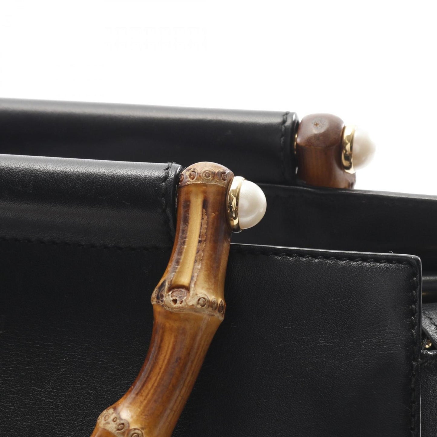 Gucci Bamboo, Black, Leather, handbag