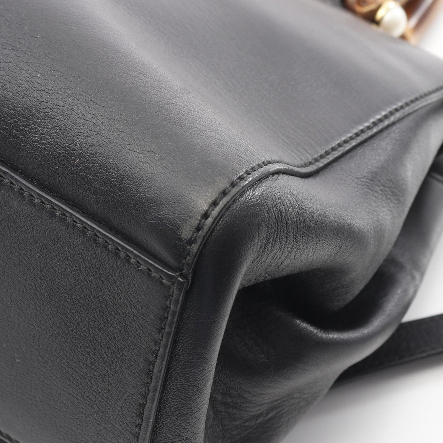 Gucci Bamboo, Black, Leather, handbag