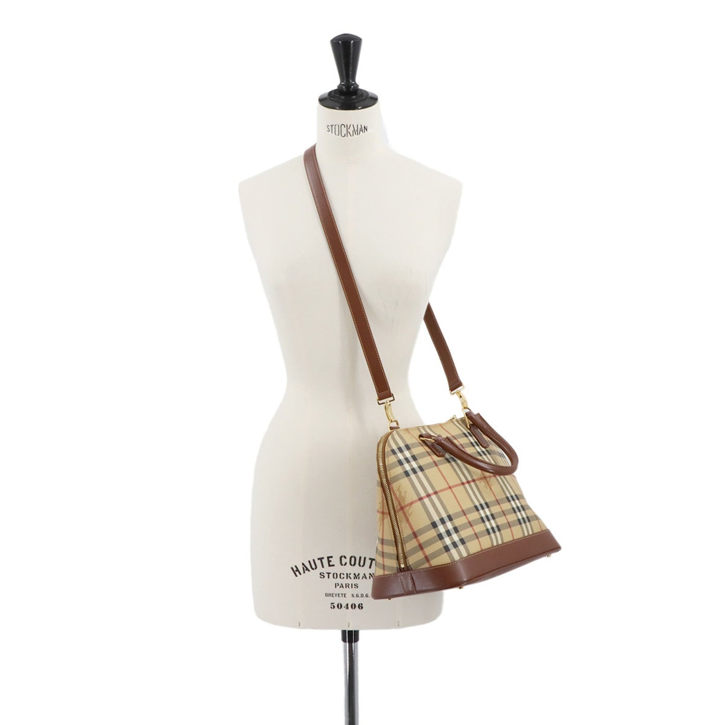 Burberry Haymarket, Beige, Canvas, handbag