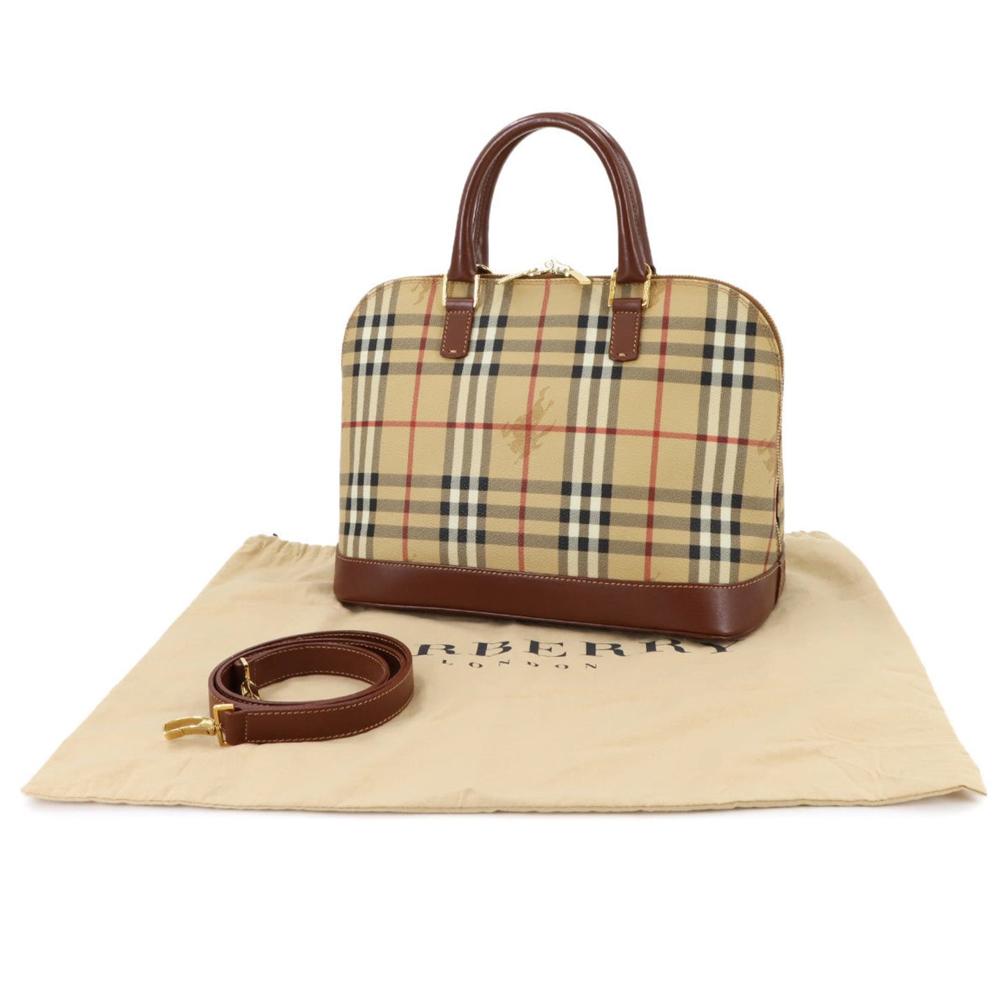 Burberry Haymarket, Beige, Canvas, handbag
