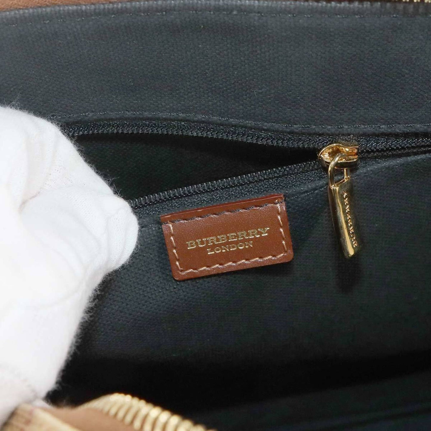 Burberry Haymarket, Beige, Canvas, handbag