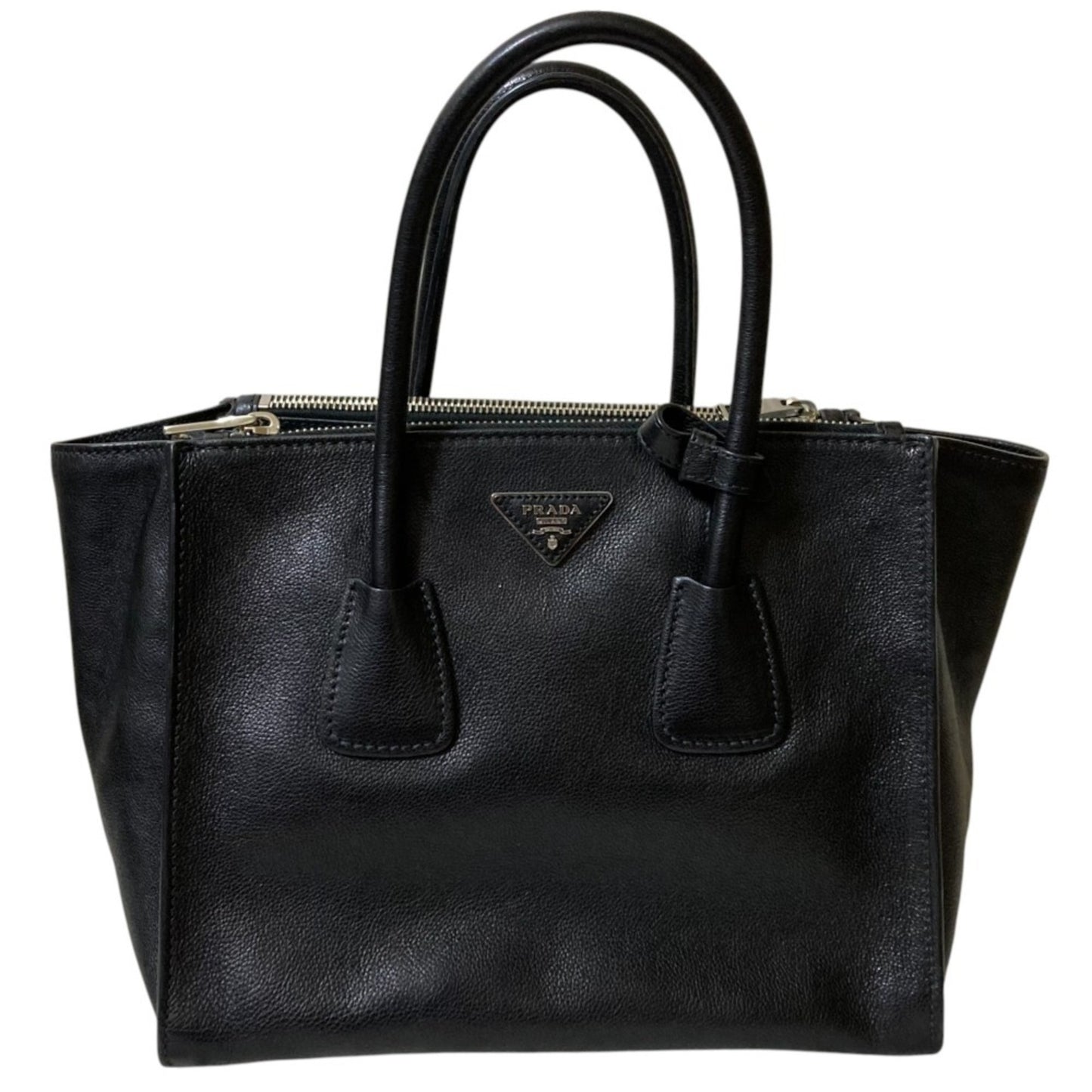 Prada Twin Pocket, Black, Leather, tote