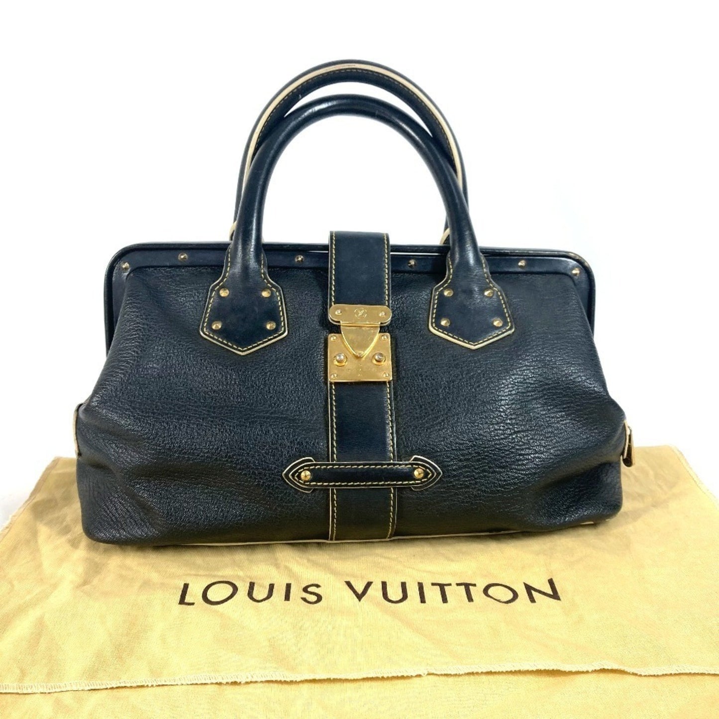 Louis Vuitton Suhali, Black, Leather, handbag