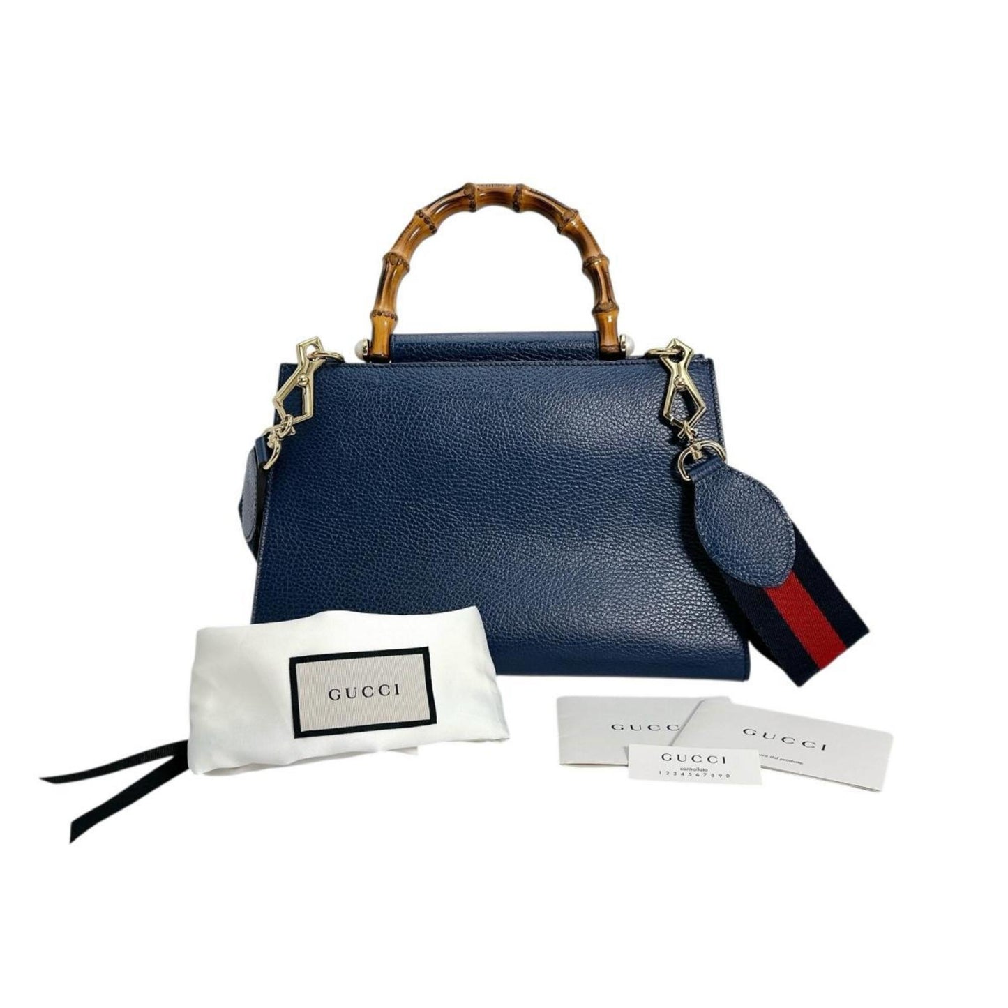 Gucci Nymphaea, Blue, Leather, handbag