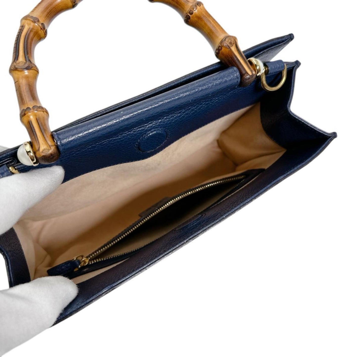 Gucci Nymphaea, Blue, Leather, handbag