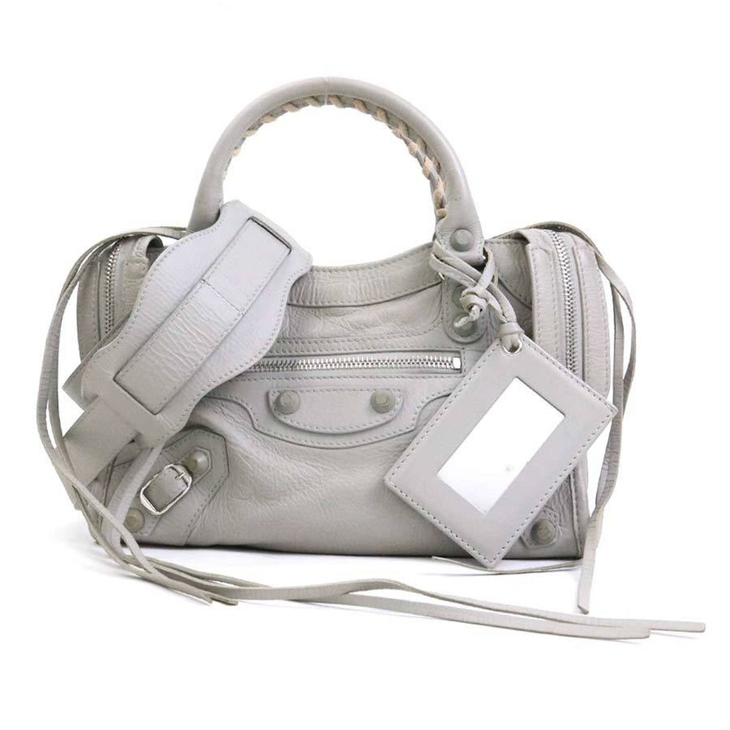 Balenciaga City, Grey, Leather, handbag