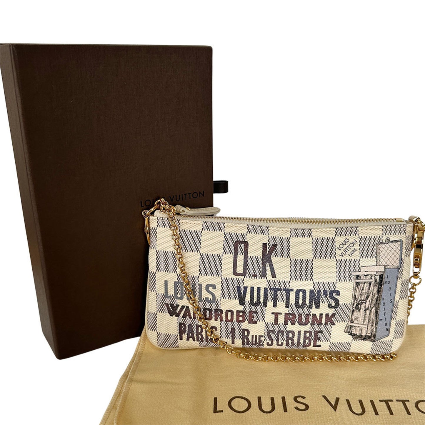 Louis Vuitton Milla, White, Canvas, clutch
