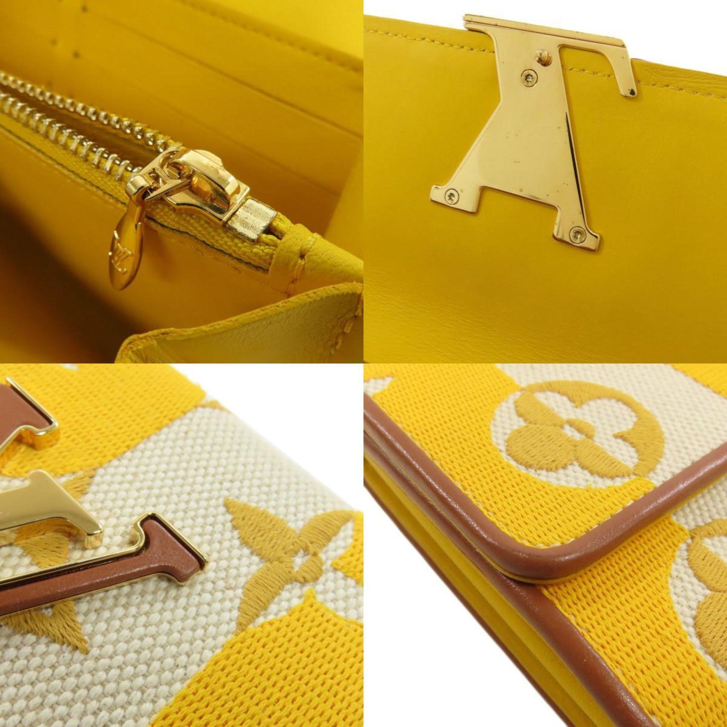 Louis Vuitton Capucines, Yellow, Canvas, wallet
