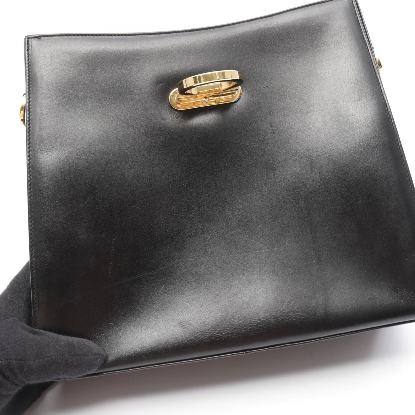 Salvatore Ferragamo Gancini, Black, Leather, handbag