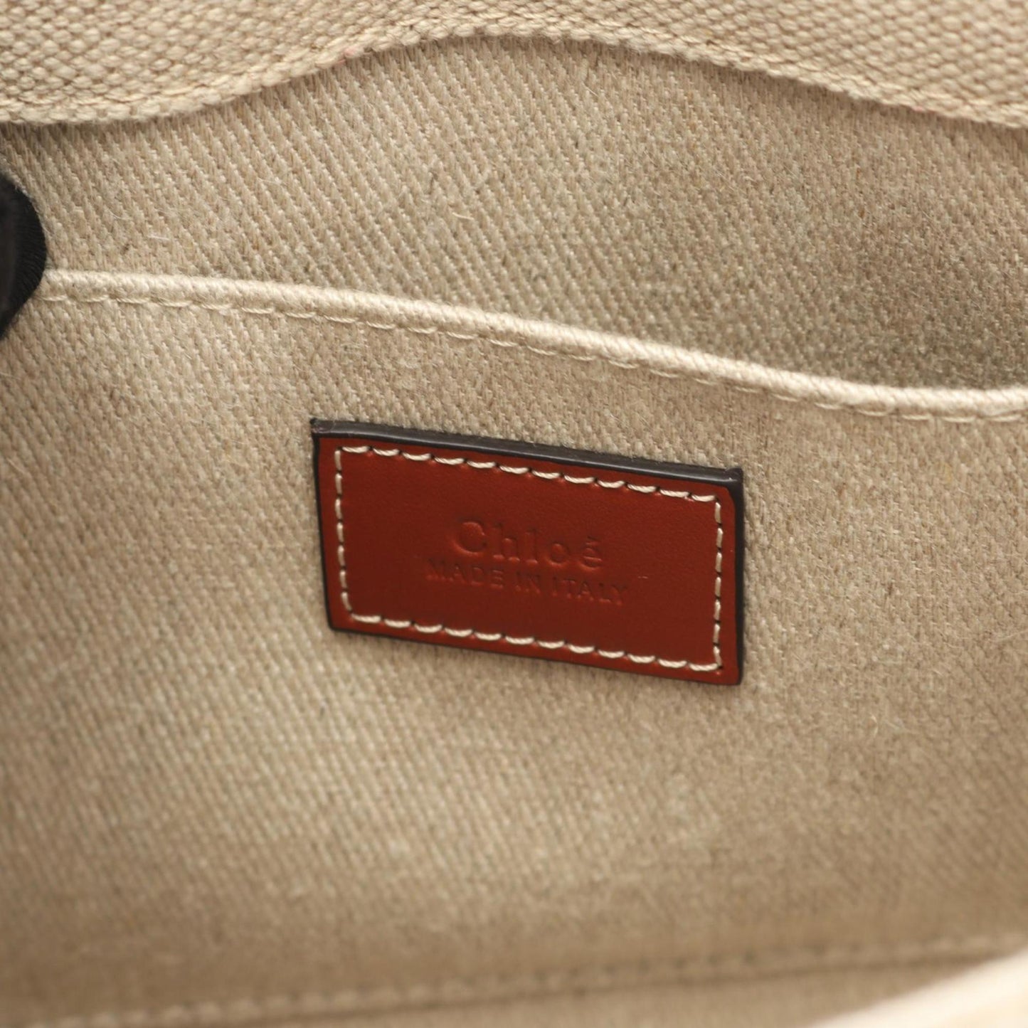 Chloé Woody, Beige, Canvas, handbag