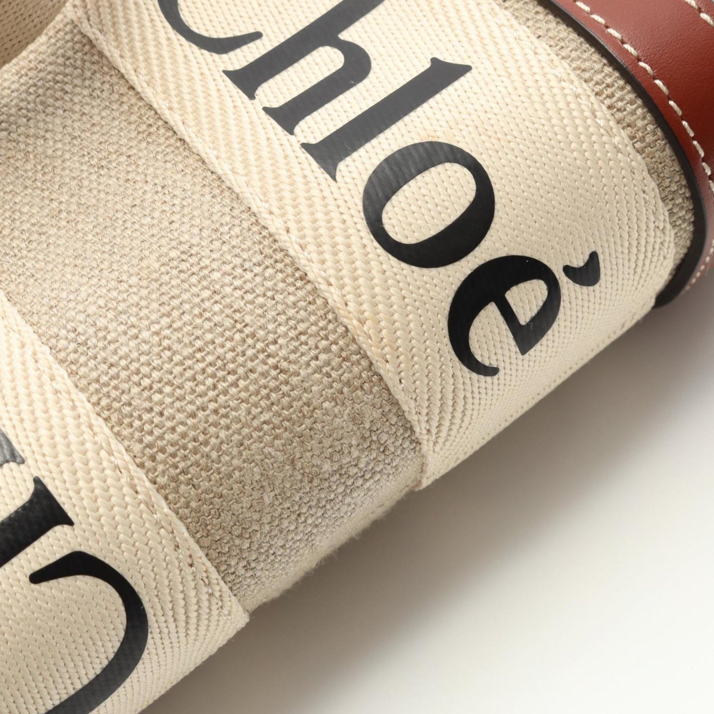 Chloé Woody, Beige, Canvas, handbag