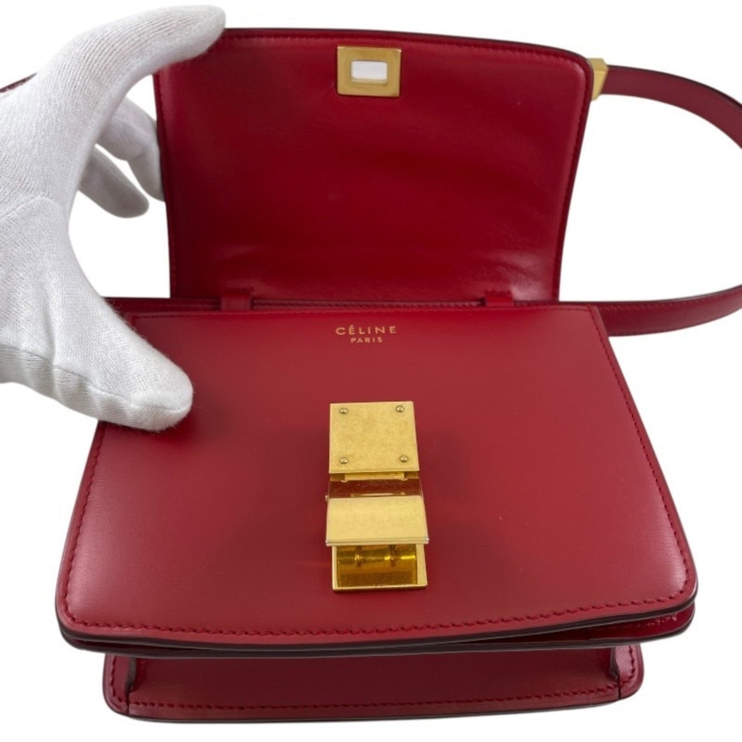 Céline Classic, Red, Leather, shoulder