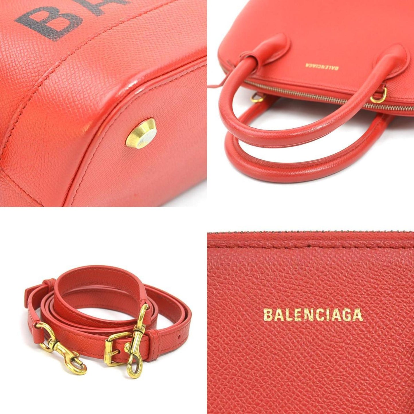 Balenciaga VILLE TOP HANDLE S, Red, Leather, handbag