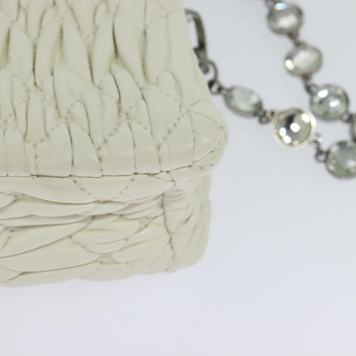 Miu Miu Crystal, White, Leather, shoulder