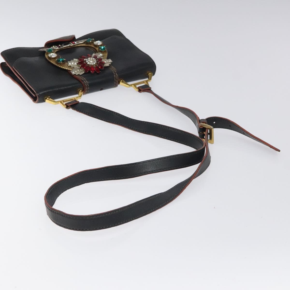 Miu Miu Madras, Black, Leather, shoulder