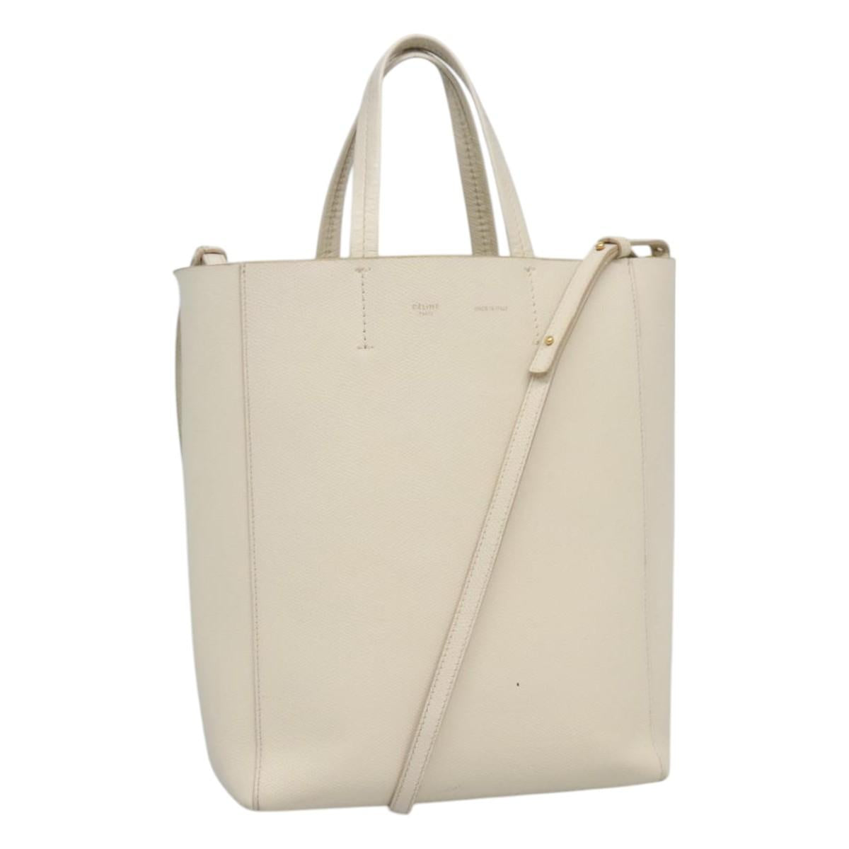 Céline Cabas Vertical, Beige, Leather, shoulder