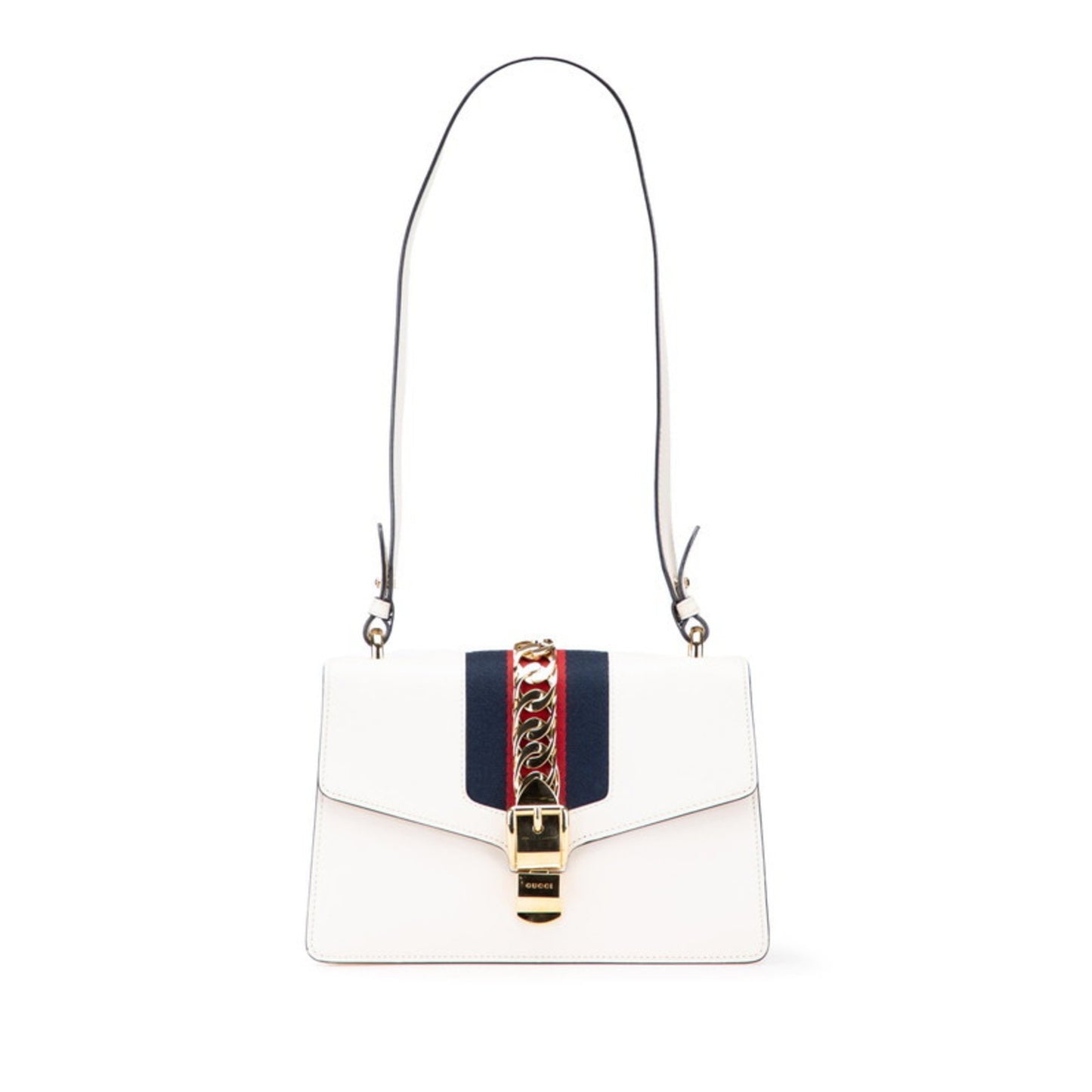 Gucci Sylvie, White, Leather, handbag