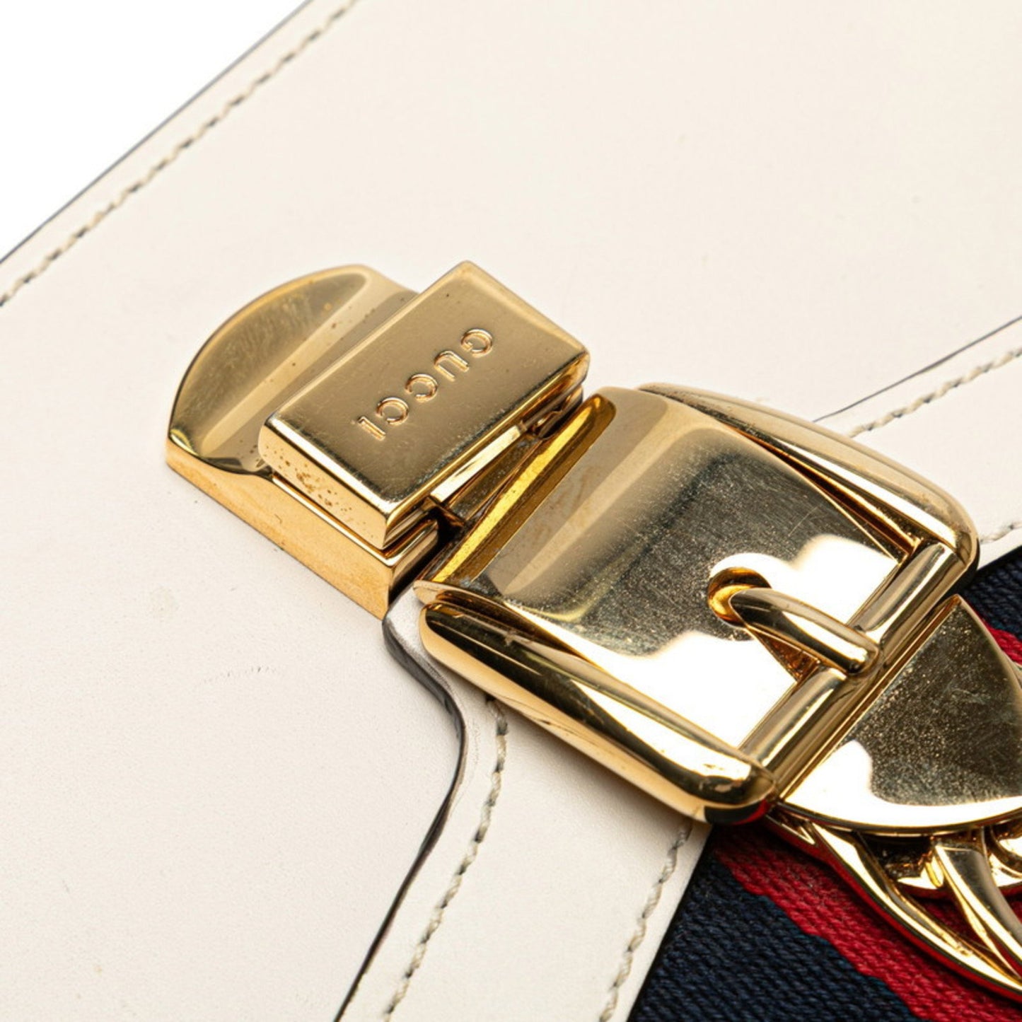 Gucci Sylvie, White, Leather, handbag