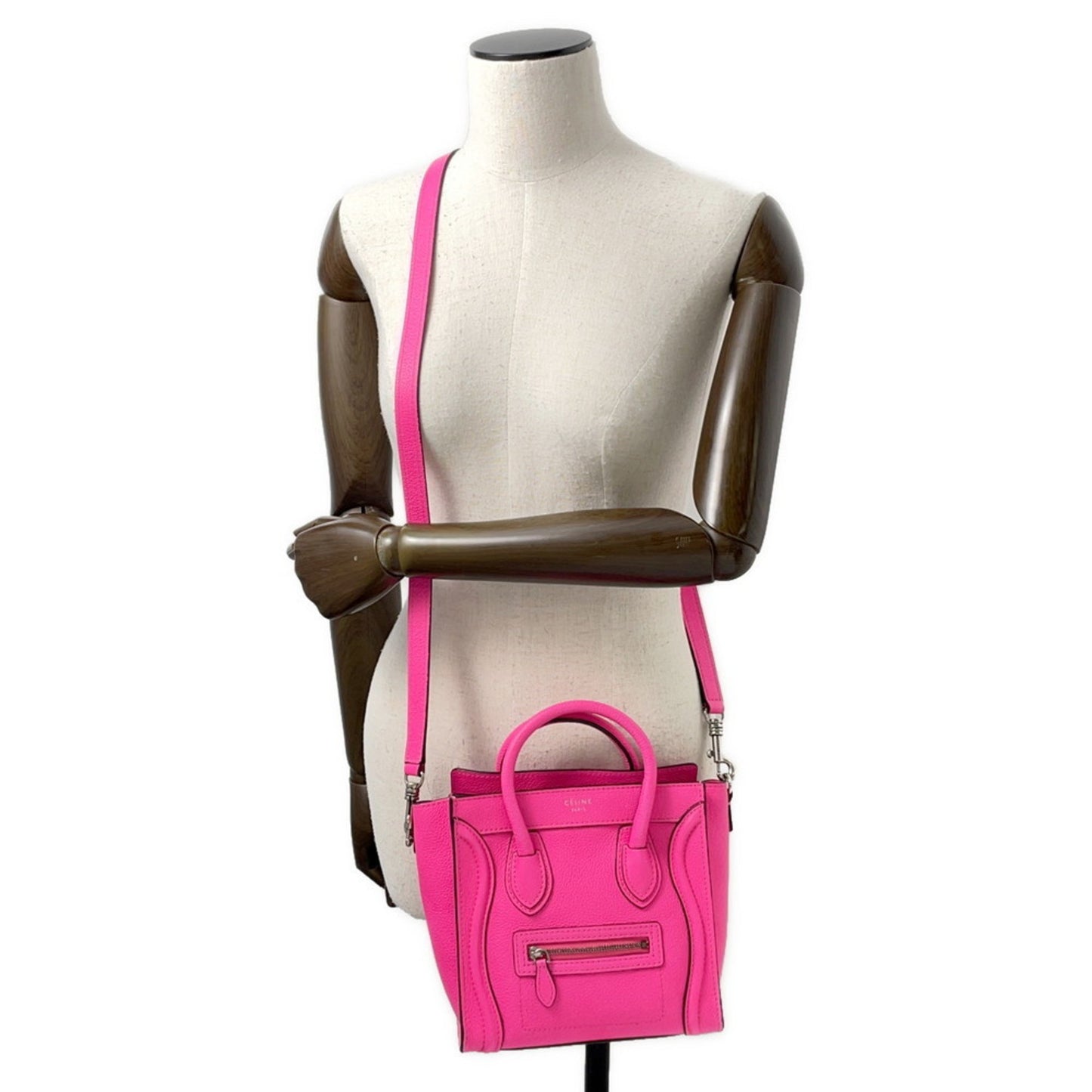 Céline Luggage, Pink, Leather, handbag