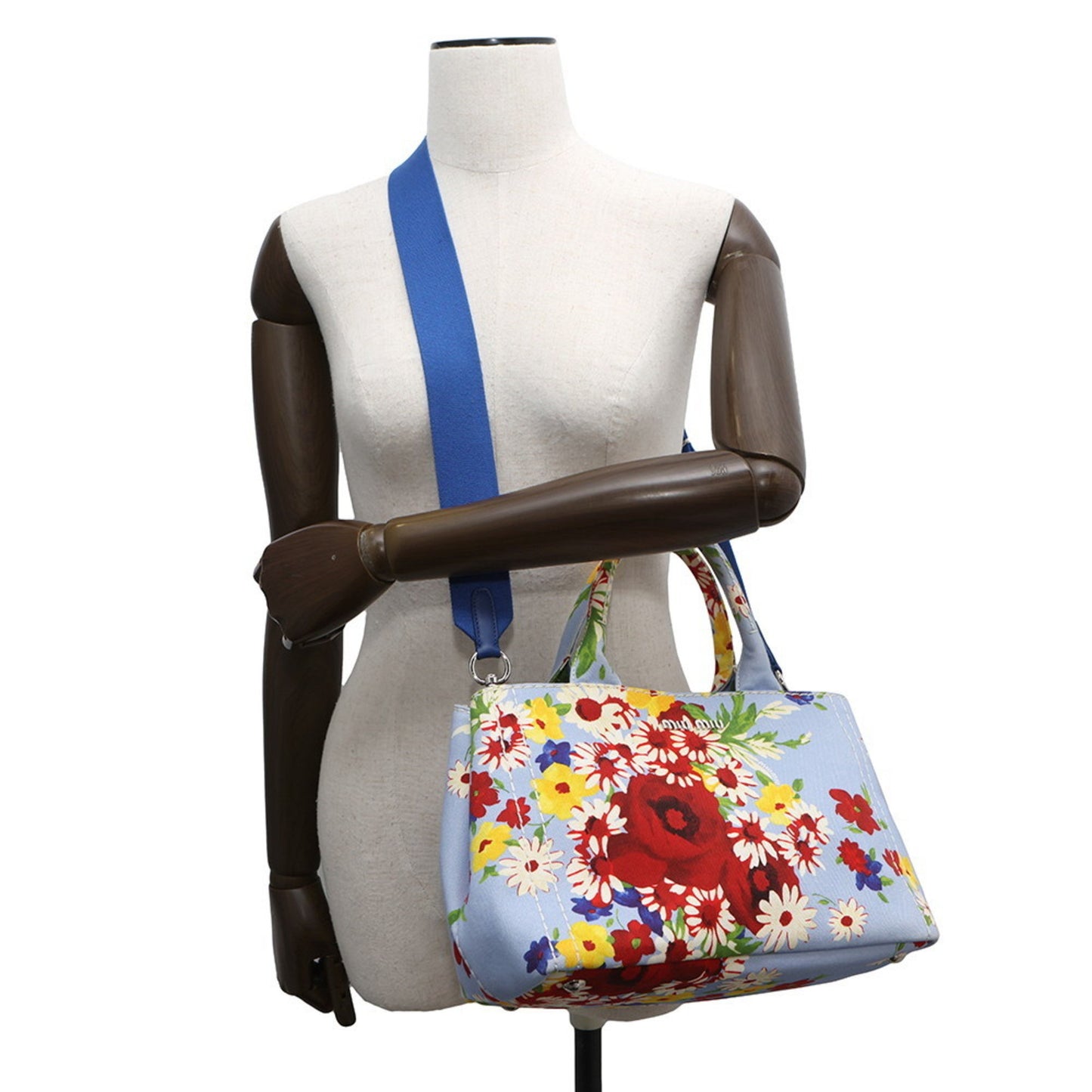 Miu Miu Flower, Blue, Canvas, handbag