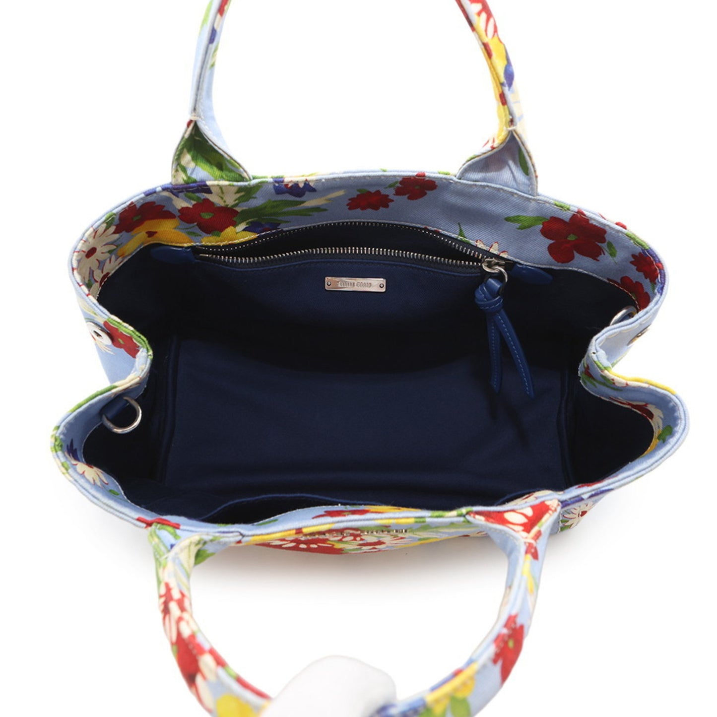 Miu Miu Flower, Blue, Canvas, handbag