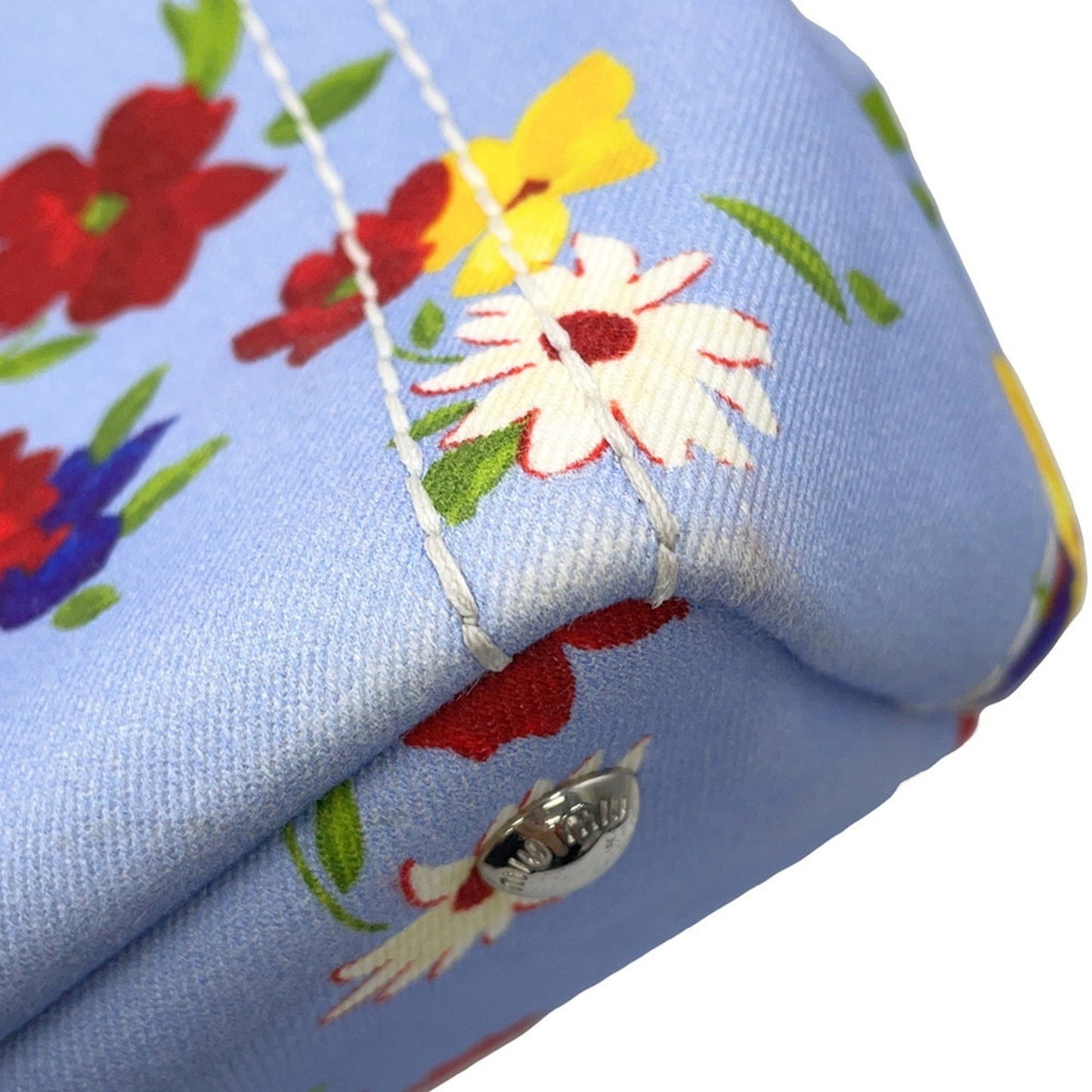 Miu Miu Flower, Blue, Canvas, handbag