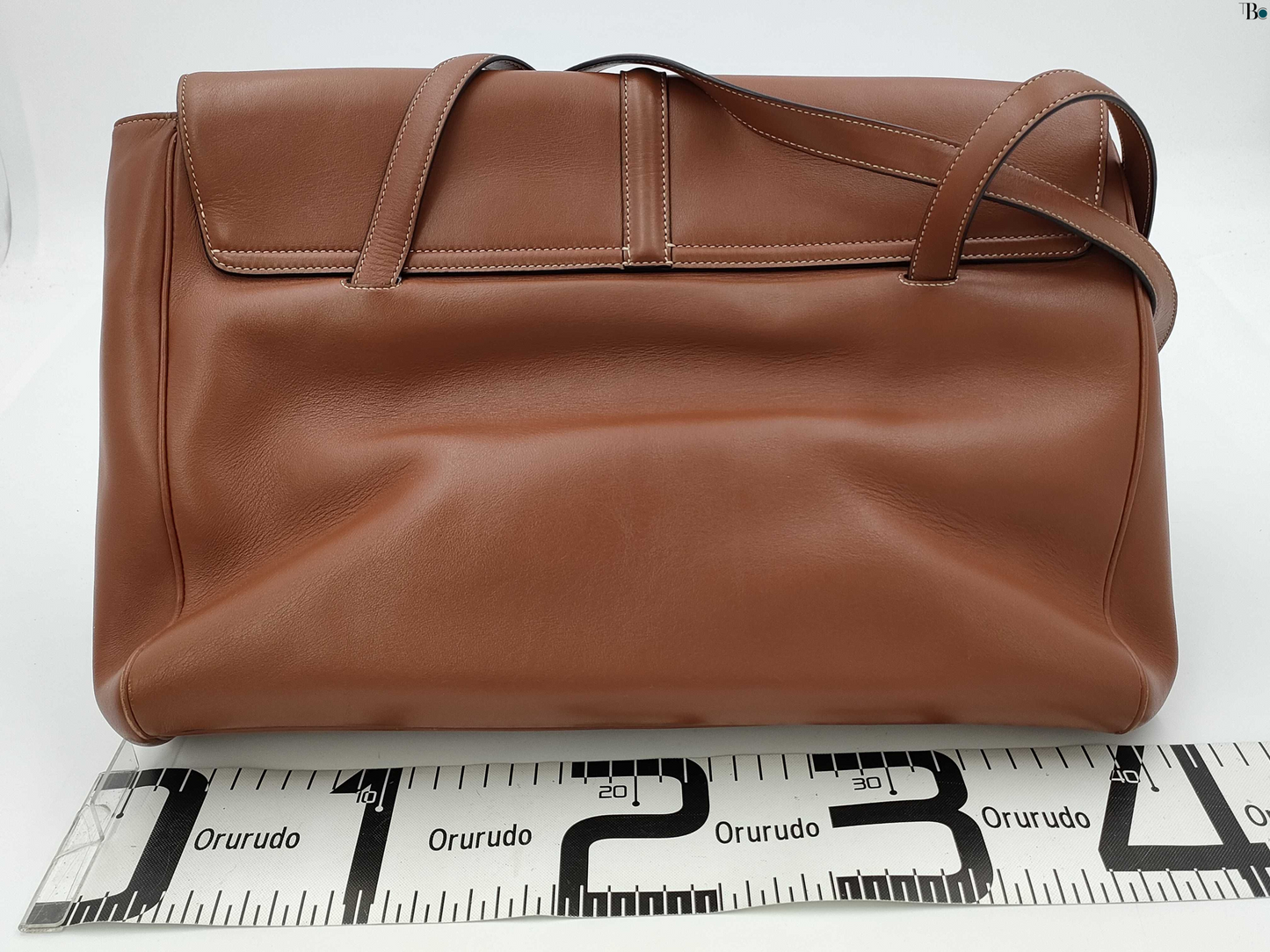 Céline 16 PM, Brown, Leather, handbag
