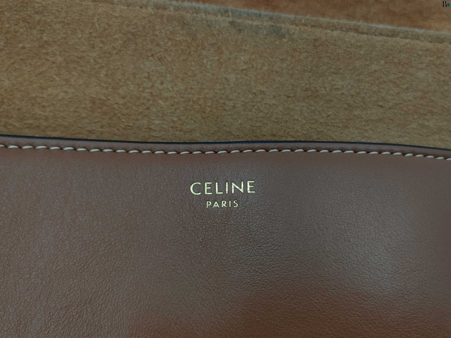 Céline 16 PM, Brown, Leather, handbag