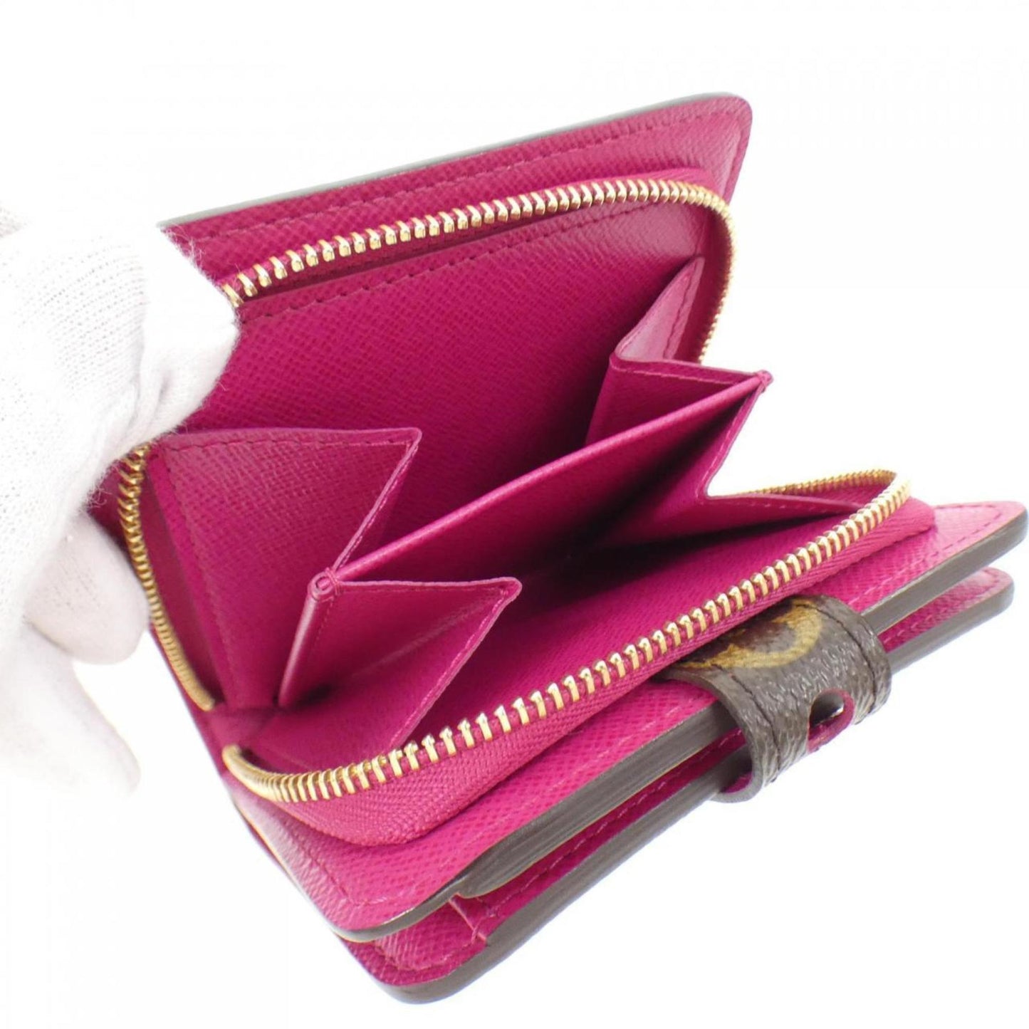 Louis Vuitton Compact zip, Brown, Canvas, wallet